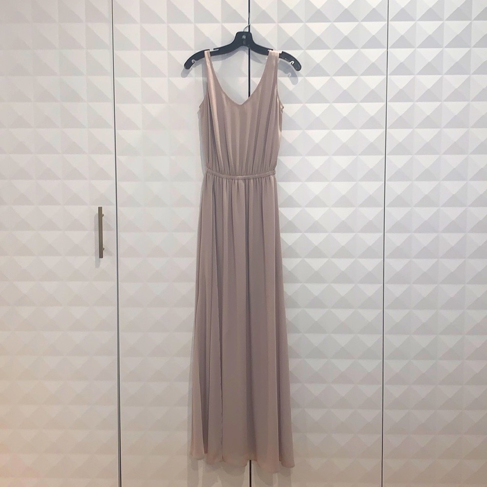 Size small Show Me your Mumu Kendall Maxi Dress in Soft Beige Chiffon